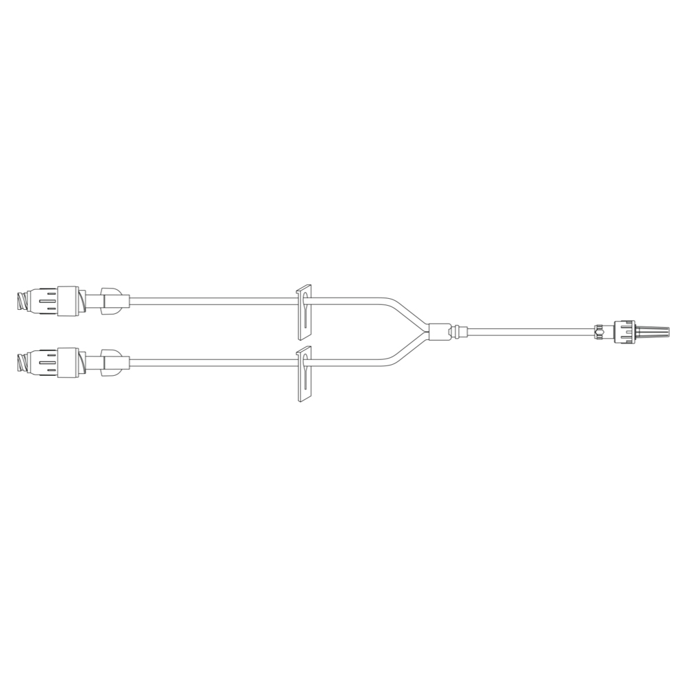 [MP9238-C] BD Bi-Fuse Extension Set with 2 Removable Maxplus Clear Connectors, 2 Non-Removable Slide Clamps and Male Spin Lock, 50/Pack