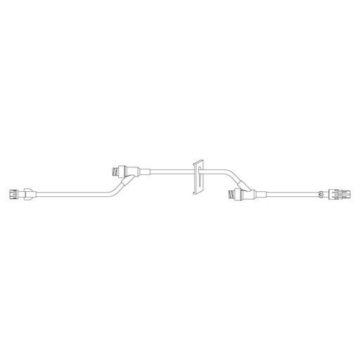 [MX9059] BD 8.5 inch Extension Set with 2 Needleless Y-Sites, Non-Removable Slide Clamp and Male Spin Lock, 50/Pack
