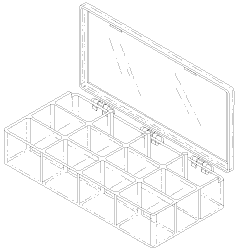 [RPB416] 12-Compartment Storage Case - 3-3/4&quot; x 7&quot; x 1-1/4&quot;