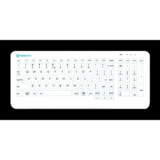 [30000100] Purekeys USB Compact Medical Keyboard, White, 103 Keys