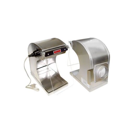 [84WL-LS] Handler 8" Wide Aluminum Splash Hood W/Light on Left and Shield