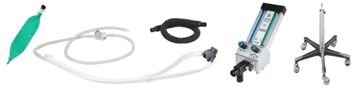 [F200] Belmed Flowmeter System w/Short Mobile Stand Scavenger Rubber Goods 30"-40"