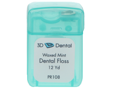 [PR108] 3D Dental Floss, Individual Dispensers, Waxed, Mint, 12yd 144ct