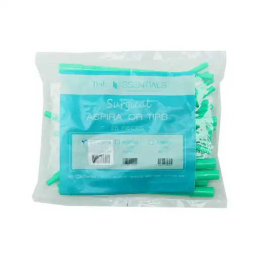 [ASP14] 3D Essentials Surgical Aspirator Tips, Green 1/4", 25 ct