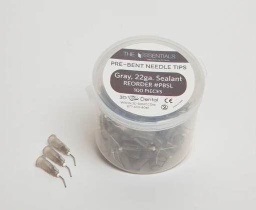 [PBSL] 3D Essentials Disposable Pre-Bent Needle Tips, 22ga Grey, 100ct
