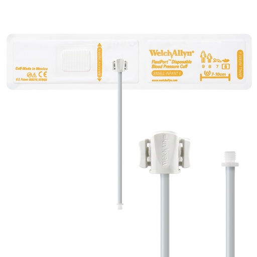 [SOFT-06-1SC] Welch Allyn Flexiport Soft Small Infant Disposable Blood Pressure Cuff with 1-Tube, Screw Connector, 20/Pack