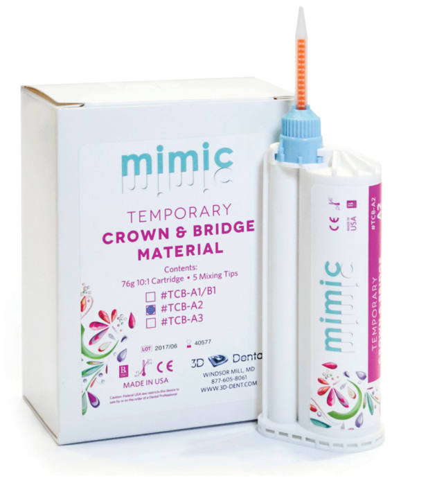 [TCB-A1/B1] 3D Dental Mimic Temporary Crown & Bridge Material, 10:1 Cartridge, 76G