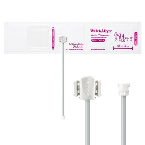 [SOFT-08-1MQ] Welch Allyn Flexiport Soft Small Child Disposable Blood Pressure Cuff with 1-Tube, Locking Connector, 20/Pack