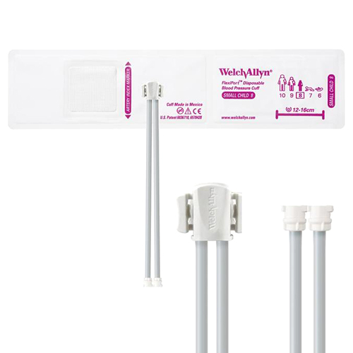 [SOFT-08-2MQ] Welch Allyn Flexiport Soft Small Child Disposable Blood Pressure Cuff with 2-Tubes, Locking Connector, 20/Pack