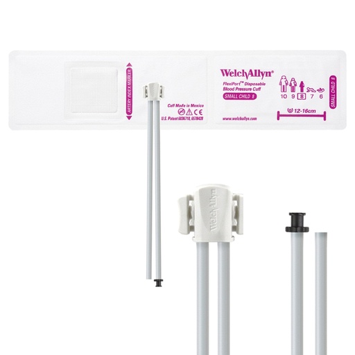 [SOFT-08-2TP] Welch Allyn Flexiport Soft Small Child Disposable Blood Pressure Cuff with 2-Tubes, Tri-purpose Connector, 20/Pack