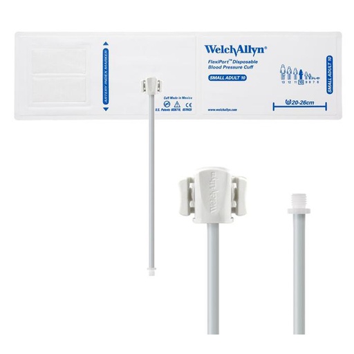 [SOFT-10-1SC] Welch Allyn Flexiport Soft Small Adult Disposable Blood Pressure Cuff with 1-Tube, Screw Connector, 20/Pack