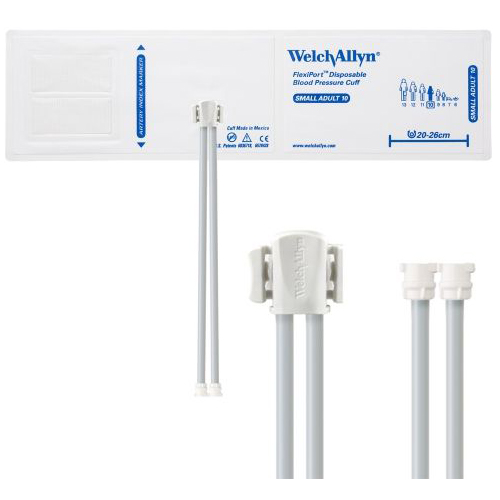 [SOFT-10-2MQ] Welch Allyn Flexiport Soft Small Adult Disposable Blood Pressure Cuff with 2-Tubes, Locking Connector, 20/Pack