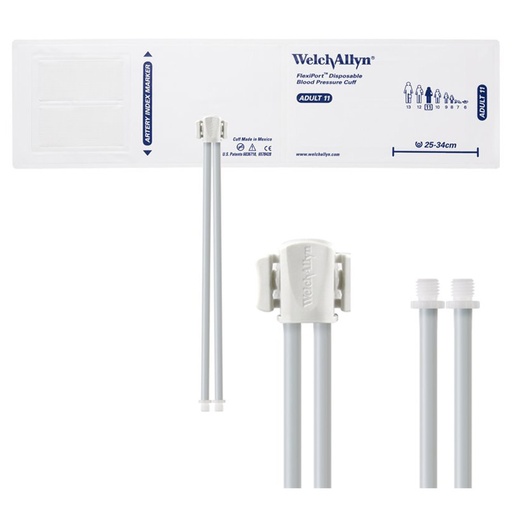 [SOFT-11-2SC] Welch Allyn Flexiport Soft Adult Disposable Blood Pressure Cuff with 2-Tubes, Screw Connector, 20/Pack