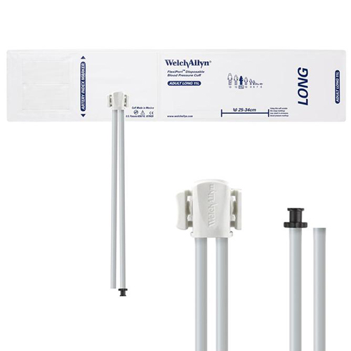 [SOFT-11L-2TP] Welch Allyn Flexiport Soft Adult Long Disposable Blood Pressure Cuff with 2-Tube, Tri-Purpose Connector, 20/Pack