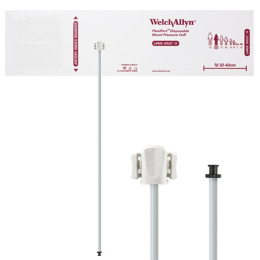 [SOFT-12-1TP] Welch Allyn Flexiport Soft Large Adult Disposable Blood Pressure Cuff with 1-Tube, Tri-Purpose Connector, 20/Pack