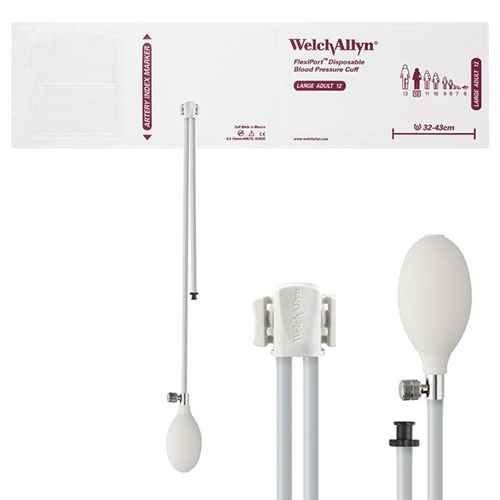 [SOFT-12-2BV] Welch Allyn Flexiport Soft Large Adult Disposable Blood Pressure Cuff with 2-Tube, Inflation System, 20/Pack