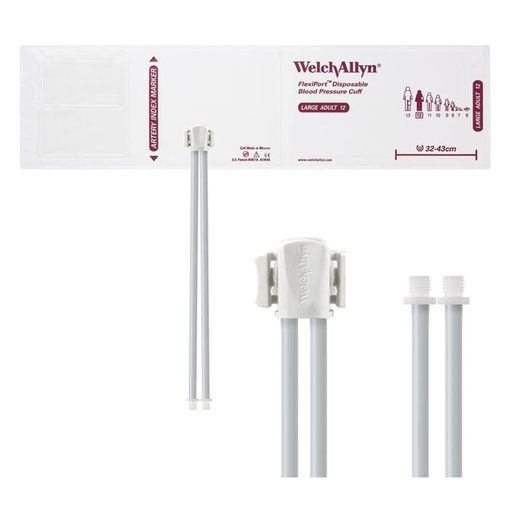 [SOFT-12-2SC] Welch Allyn Flexiport Soft Large Adult Disposable Blood Pressure Cuff with 2-Tubes, Screw Connector, 20/Pack