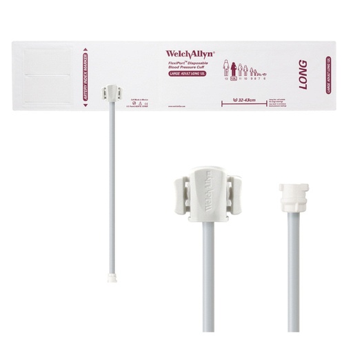 [SOFT-12L-1SC] Welch Allyn Flexiport Soft Large Adult Long Disposable Blood Pressure Cuff with 1-Tube, Screw Connector, 20/Pack