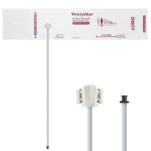 [SOFT-12L-1TP] Welch Allyn Flexiport Soft Large Adult Long Disposable Blood Pressure Cuff with 1-Tube, Tri-Purpose Connector, 20/Pack