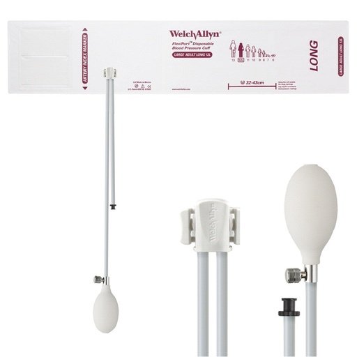 [SOFT-12L-2BV] Welch Allyn Flexiport Soft Large Adult Long Disposable Blood Pressure Cuff with 2-Tube, Inflation System, 20/Pack