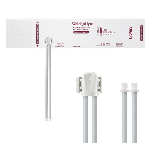 [SOFT-12L-2SC] Welch Allyn Flexiport Soft Large Adult Long Disposable Blood Pressure Cuff with 2-Tubes, Screw Connector, 20/Pack