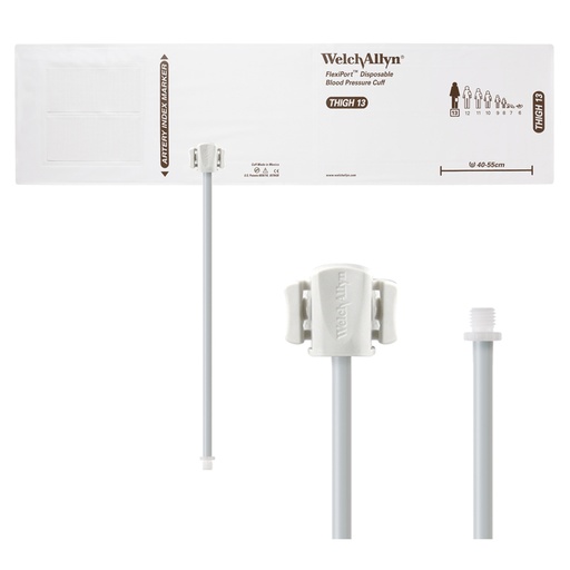 [SOFT-13-1SC] Welch Allyn Flexiport Soft Thigh Disposable Blood Pressure Cuff with 1-Tube, Screw Connector, 20/Pack