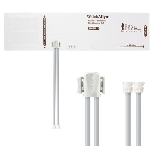[SOFT-13-2MQ] Welch Allyn Flexiport Soft Thigh Adult Disposable Blood Pressure Cuff with 2-Tubes, Locking Connector, 20/Pack