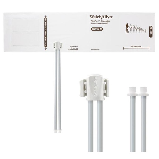 [SOFT-13-2SC] Welch Allyn Flexiport Soft Thigh Disposable Blood Pressure Cuff with 2-Tubes, Screw Connector, 20/Pack