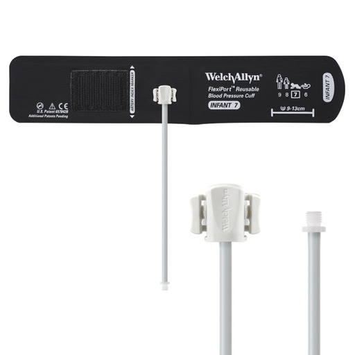 [REUSE-07-1SC] Welch Allyn Flexiport Infant Reusable Blood Pressure Cuff with 1-Tube, Screw Connector for Blood Pressure Monitor
