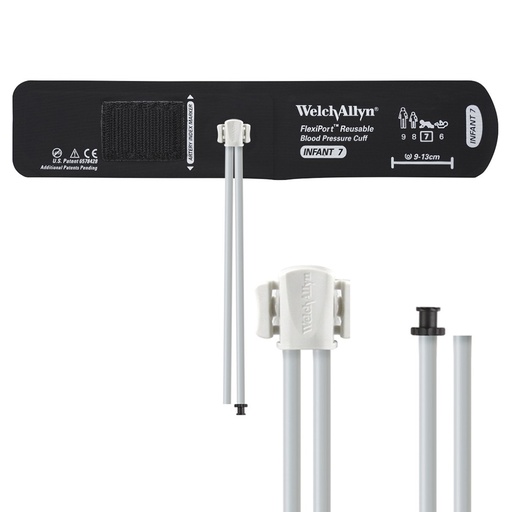 [REUSE-07-2TP] Welch Allyn Flexiport Infant Reusable Blood Pressure Cuff with 2-Tubes, Tri-Purpose Connector for Blood Pressure Monitor