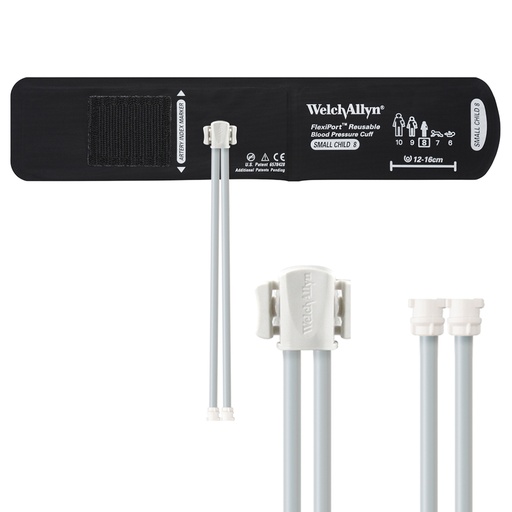 [REUSE-08-2MQ] Welch Allyn Flexiport Small Child Reusable Blood Pressure Cuff with 2-Tubes, Locking Connector for Blood Pressure Monitor