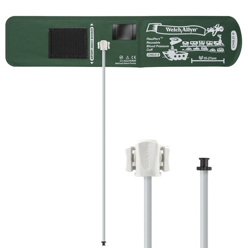 [REUSE-09-1TP] Welch Allyn Flexiport Child Reusable Blood Pressure Cuff with 1-Tube, Tri-Purpose Connector for Blood Pressure Monitor