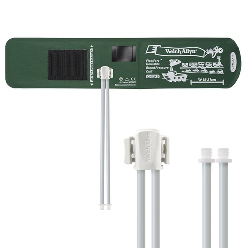 [REUSE-09-2SC] Welch Allyn Flexiport Child Reusable Blood Pressure Cuff with 2-Tubes, Screw Connector for Blood Pressure Monitor