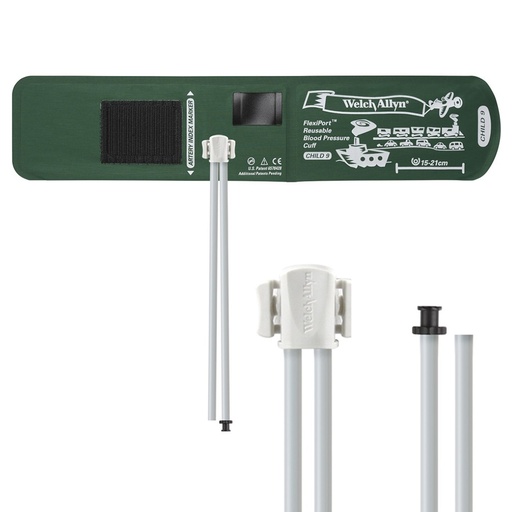 [REUSE-09-2TP] Welch Allyn Flexiport Child Reusable Blood Pressure Cuff with 2-Tubes, Tri-Purpose Connector for Blood Pressure Monitor