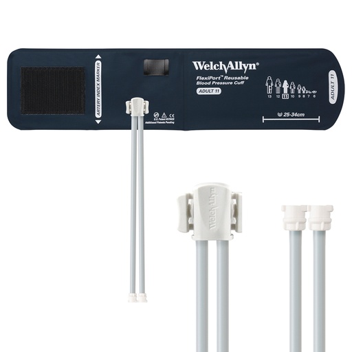 [REUSE-11-2MQ] Welch Allyn Flexiport Adult Reusable Blood Pressure Cuff with 2-Tubes, Locking Connector for Blood Pressure Monitor