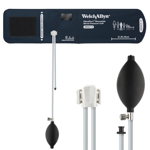[REUSE-11L-2BV] Welch Allyn Flexiport Adult Long Reusable Blood Pressure Cuff with 2-Tubes, Inflation System for Blood Pressure Monitor