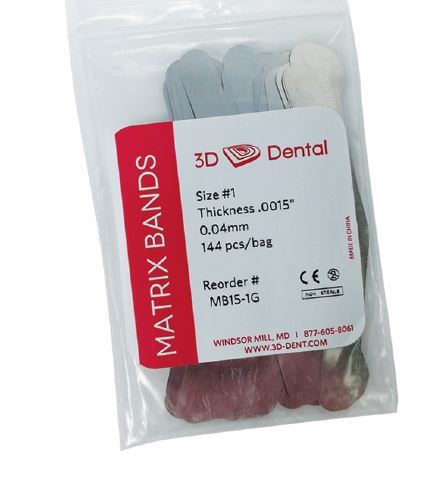 [MB15-1G] 3D Dental Matrix Bands, Choose Size, 144ct