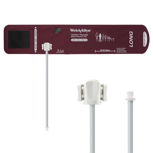 [REUSE-12L-1SC] Welch Allyn Flexiport Large Adult Long Reusable Blood Pressure Cuff with 1-Tube, Screw Connector for Blood Pressure Monitor