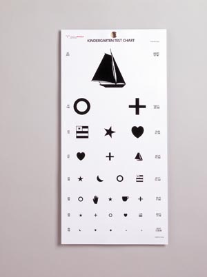 [3052] Tech-Med Eye Charts, Kindergarten Eye Chart 20 ft, Non-Reflective Matte Finish, 22" x 11"