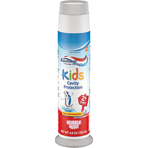 [60000000109609] Aquafresh® Kids Three Stripe Pump Fluoride Toothpaste, Bubble Mint flavor