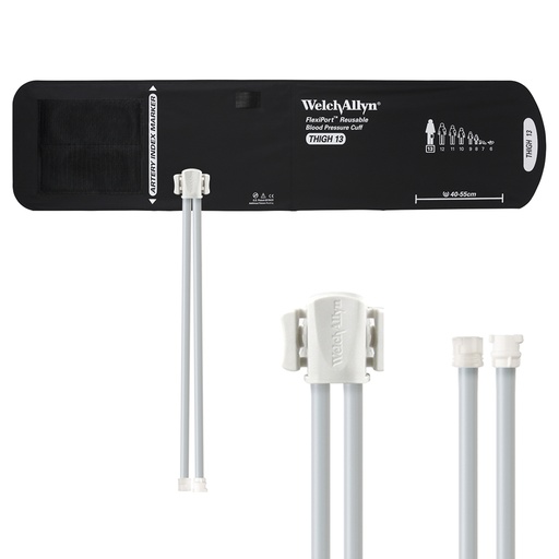 [REUSE-13-2MF] Welch Allyn Thigh FlexiPort Reusable Blood Pressure Cuff with 2-Tubes Mated Locking Connector for Blood Pressure Monitor