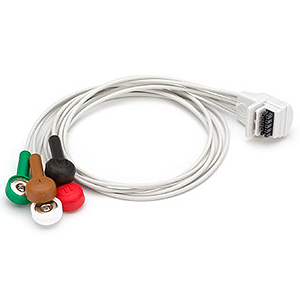 [9293-036-62] Welch Allyn Mortara Surveyor Patient Cable with H3+, 5 Wire, Snap, Short 38 cm, Gray, AHA for Patient Monitor