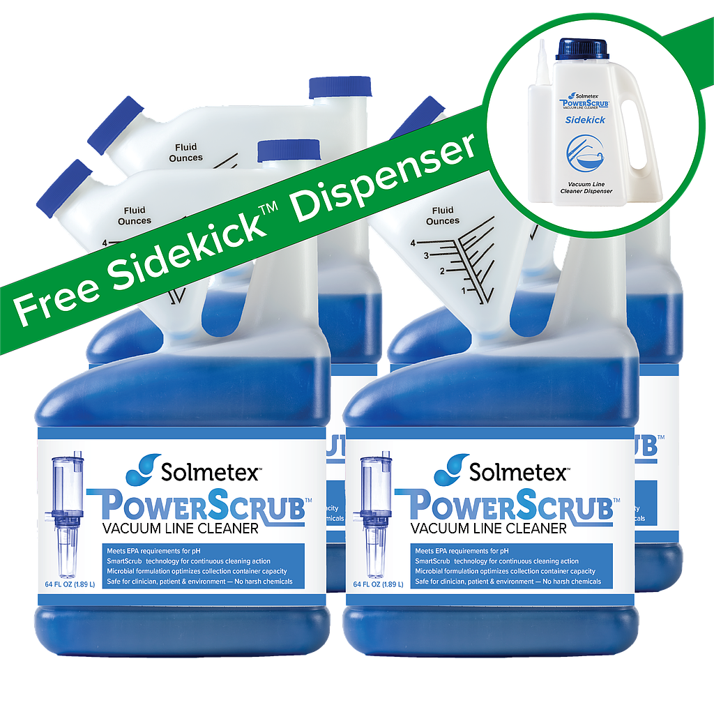 [PCS-VLCK] Solmetex PowerScrub™ Vacuum Line Cleaner Case Kit, Four 64 oz. Bottles