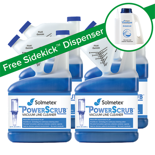 [PCS-VLCK] Solmetex PowerScrub™ Vacuum Line Cleaner Case Kit, Four 64 oz. Bottles