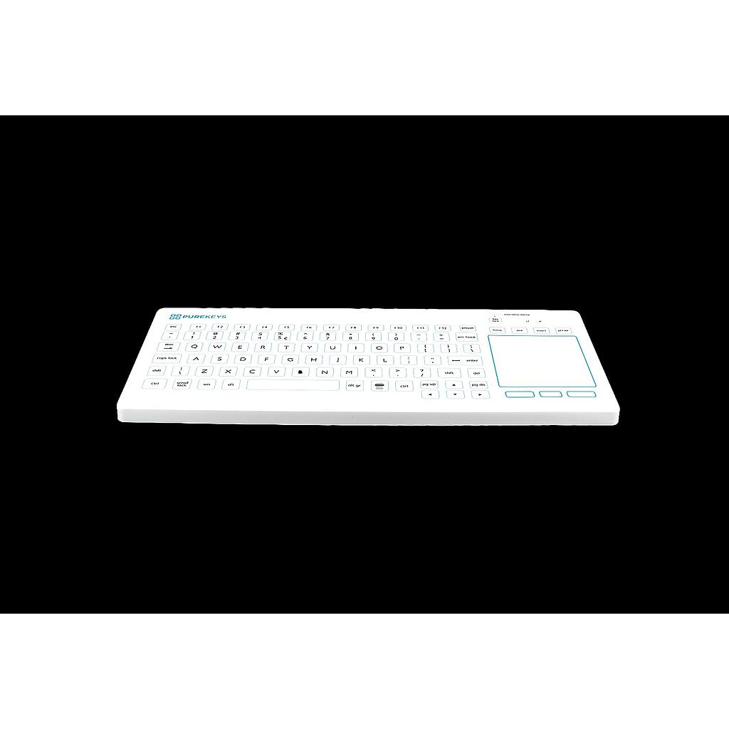 [40100100] Purekeys USB Fixed Angle Medical Keyboard with Touchpad, 87 Keys