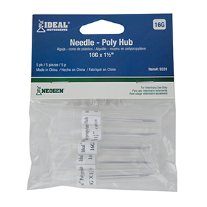 [9331] Ideal Needle Plastic Hub Hard Retail Pack - 16G x 1.5" (5 Pack)
