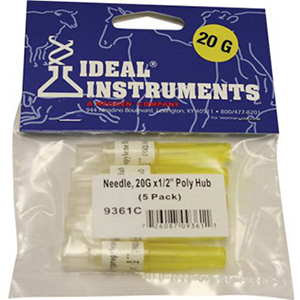 [9361] Ideal Needle Plastic Hub Hard Retail Pack - 20G x 0.5" (5 Pack)