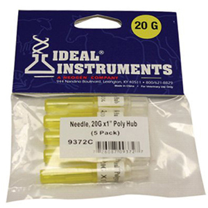 [9372] Ideal Needle Plastic Hub Hard Retail Pack - 20G x 1&quot; (5 Pack)