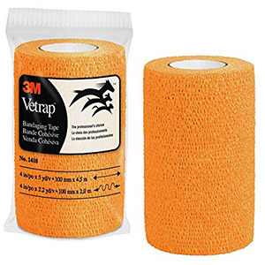 [1410BO] 3M Vetrap Bandaging Tape - 4 in x 5 yd, Bright Orange