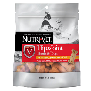 [00134-9] Nutri-Vet Hip &amp; Joint 166 mg Glucosamine Peanut Butter Biscuits for Dogs - 19.5 oz